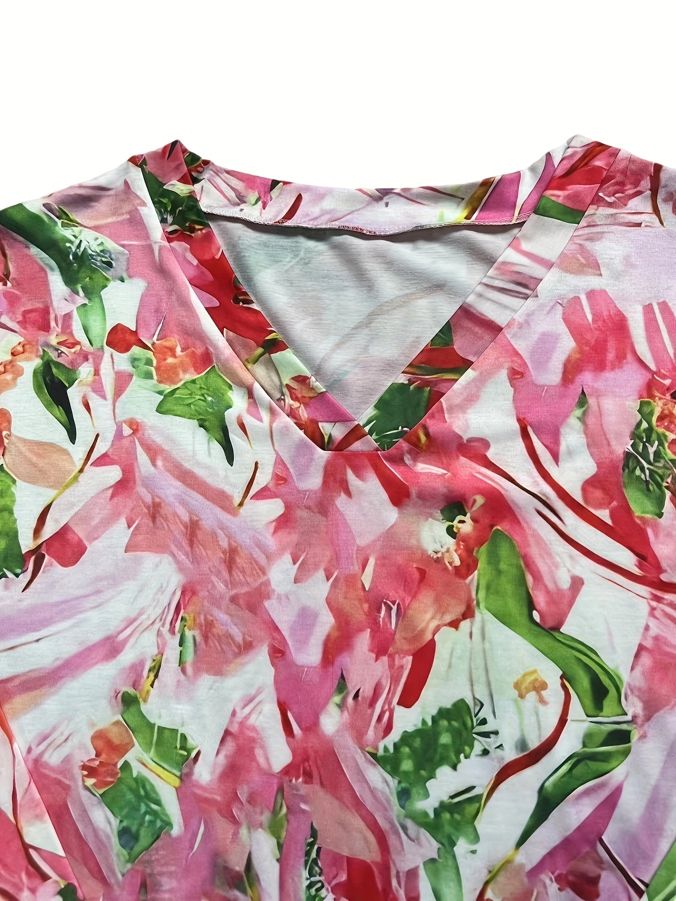  Casual Dress Women's Plus Painting Print Long Sleeve V Neck