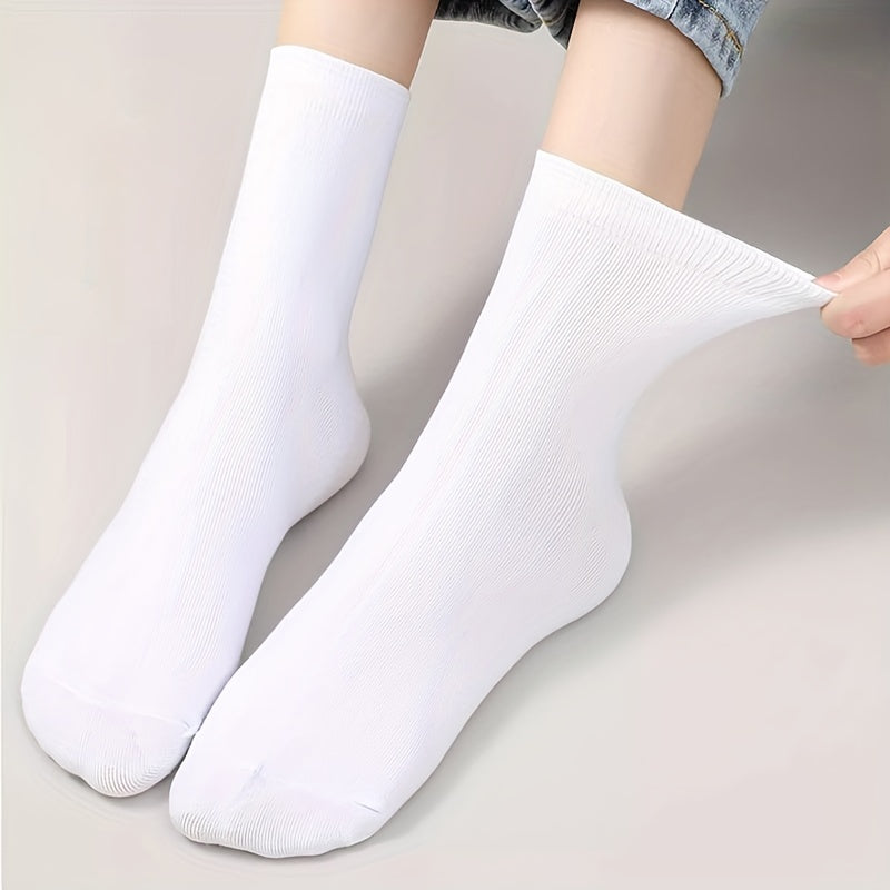 8 Pairs Solid Mid Tube Socks Women's Stockings
