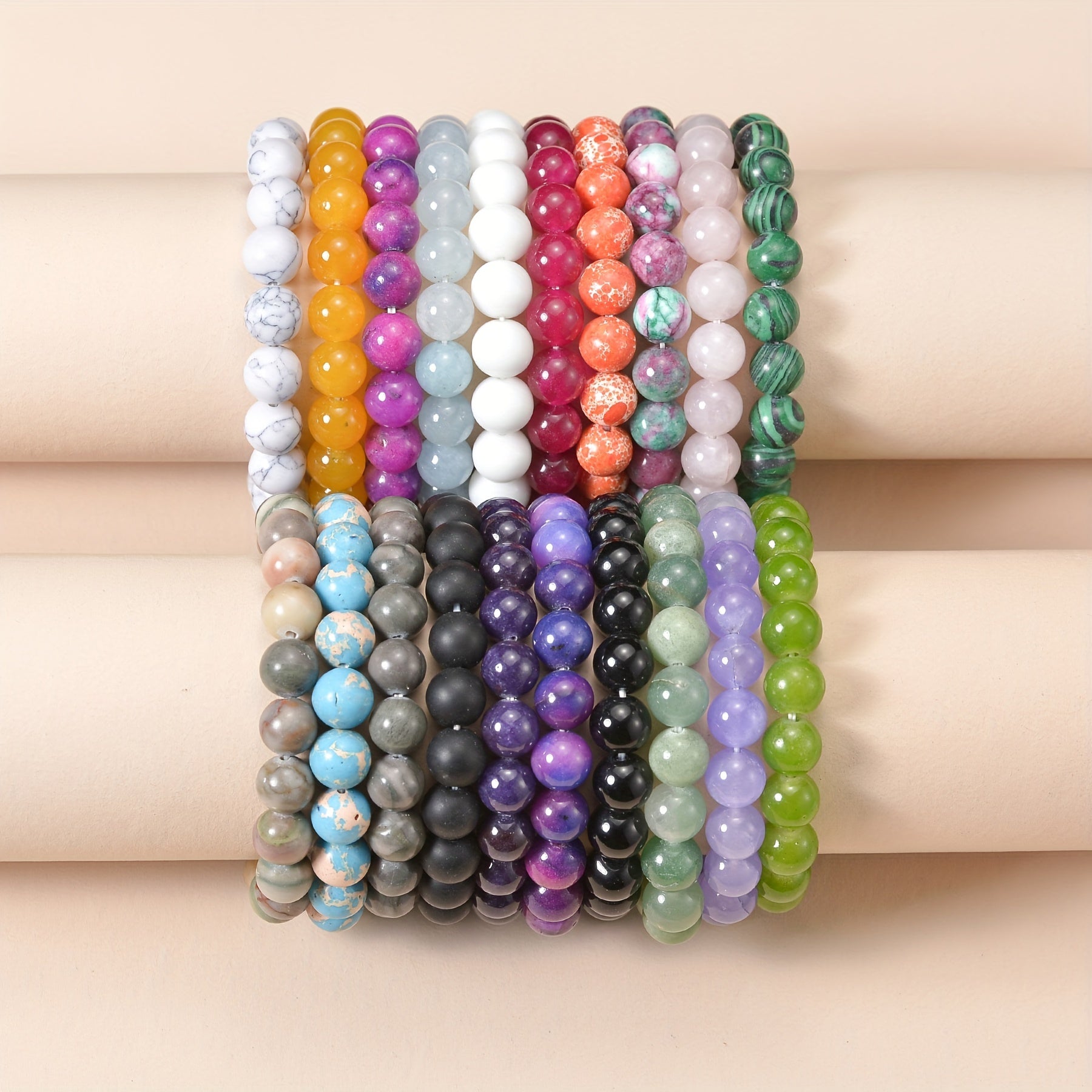 10mm Healing Stone Beaded Bracelet Unisex Stretch Bracelet
