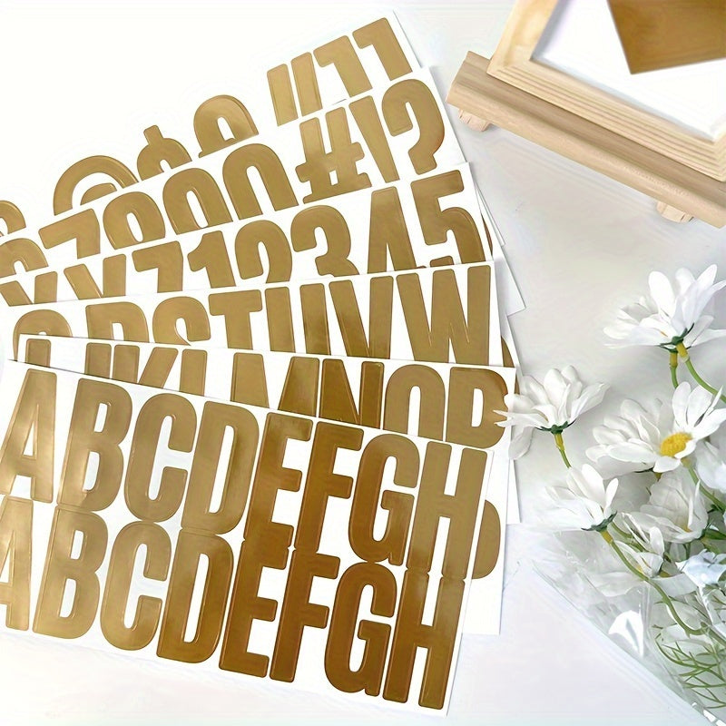6 Sheets Golden Letter Stickers Large Letters Numbers And Symbols