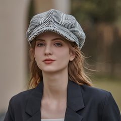 Women's Plaid Retro Octagonal Cap Spring Summer Hat