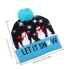 Warm Knit Beanie Hat with Christmas LED Lights