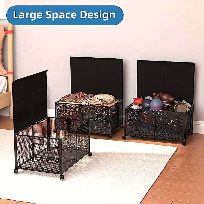 Large Toy Storage Box On Wheels Foldable Plastic Organizer