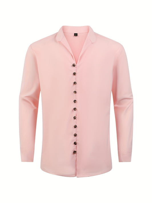 Men's Solid Long Sleeve Shirt for Spring Summer Autumn