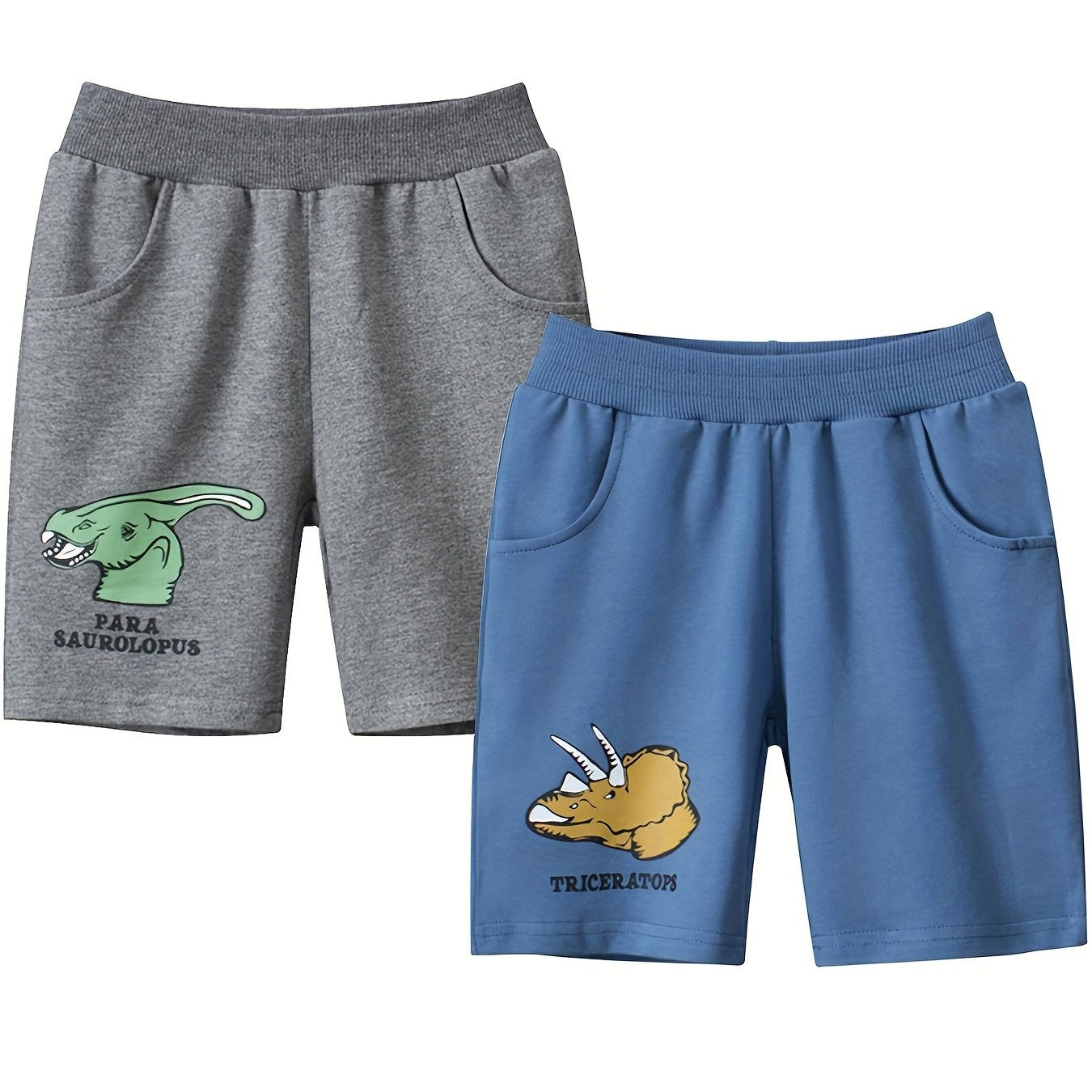 Fruitsunchen Toddler Baby Dino Shorts 2 Pack 100% Cotton Cargo Summer Shorts