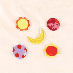 5 Pcs Sun Moon Embroidery Badge Stickers for Girls Kids