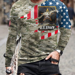 Camouflage Print Men's Long Sleeve Tee for Autumn