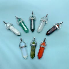 Crystal Tower Pendant Natural Quartz Point Wand Charm Obelisk 41mm