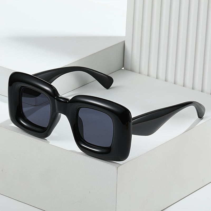 Steampunk Square Inflated Sunglasses Thick Frame Shades Eyeglasses