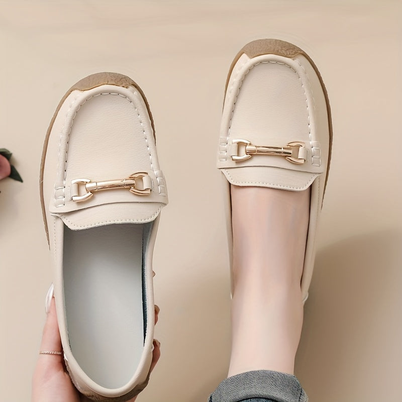 Women's Metallic Chain Loafers Slip On Lightweight Soft Sole Shoes