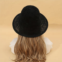 Hollow Crochet Casual Sun Hat Breathable Solid Bucket Hat Lightweight Travel