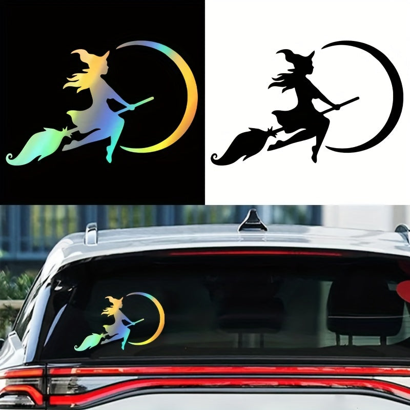 Witch Flying To Moon Vinyl Car Sticker Decals