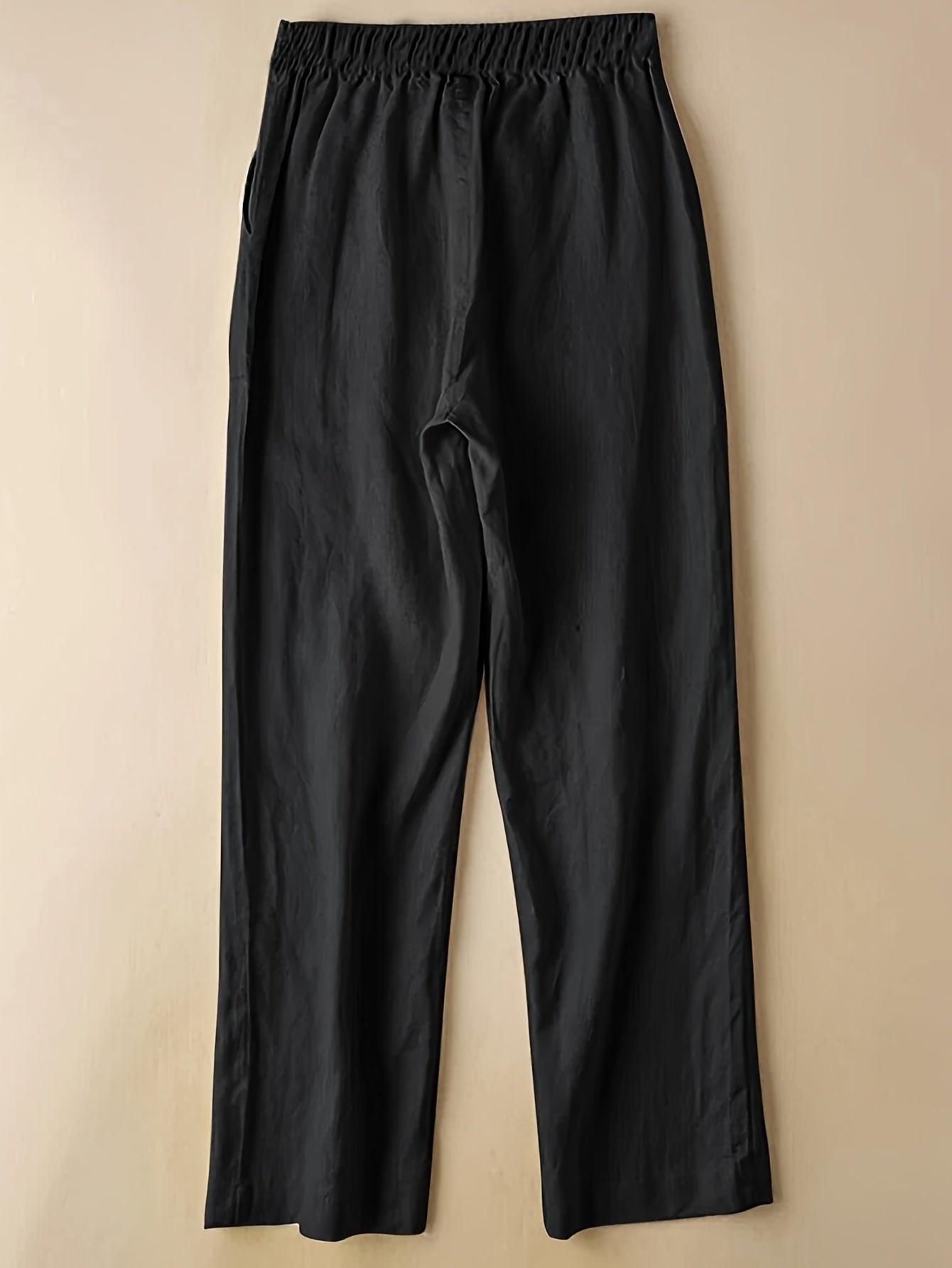  High Rise Straight Leg Trousers With Pockets