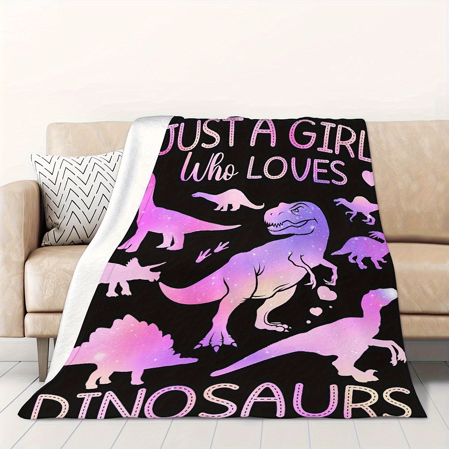 Dinosaur Pattern Blanket Lightweight Throw for Home & Outdoor Use