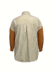  Colorblock Button Up Blouse