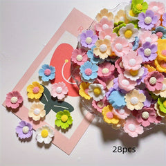 28pcs Resin 3D Flower Charm DIY Jewelry Decorations Colorful Embellishments
