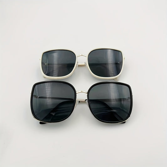 Oversized Square Sunglasses Anti Glare Metal Glasses UV400