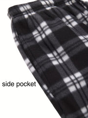 Men's Plaid Fleece Yoga Pants Active Stretch Joggers