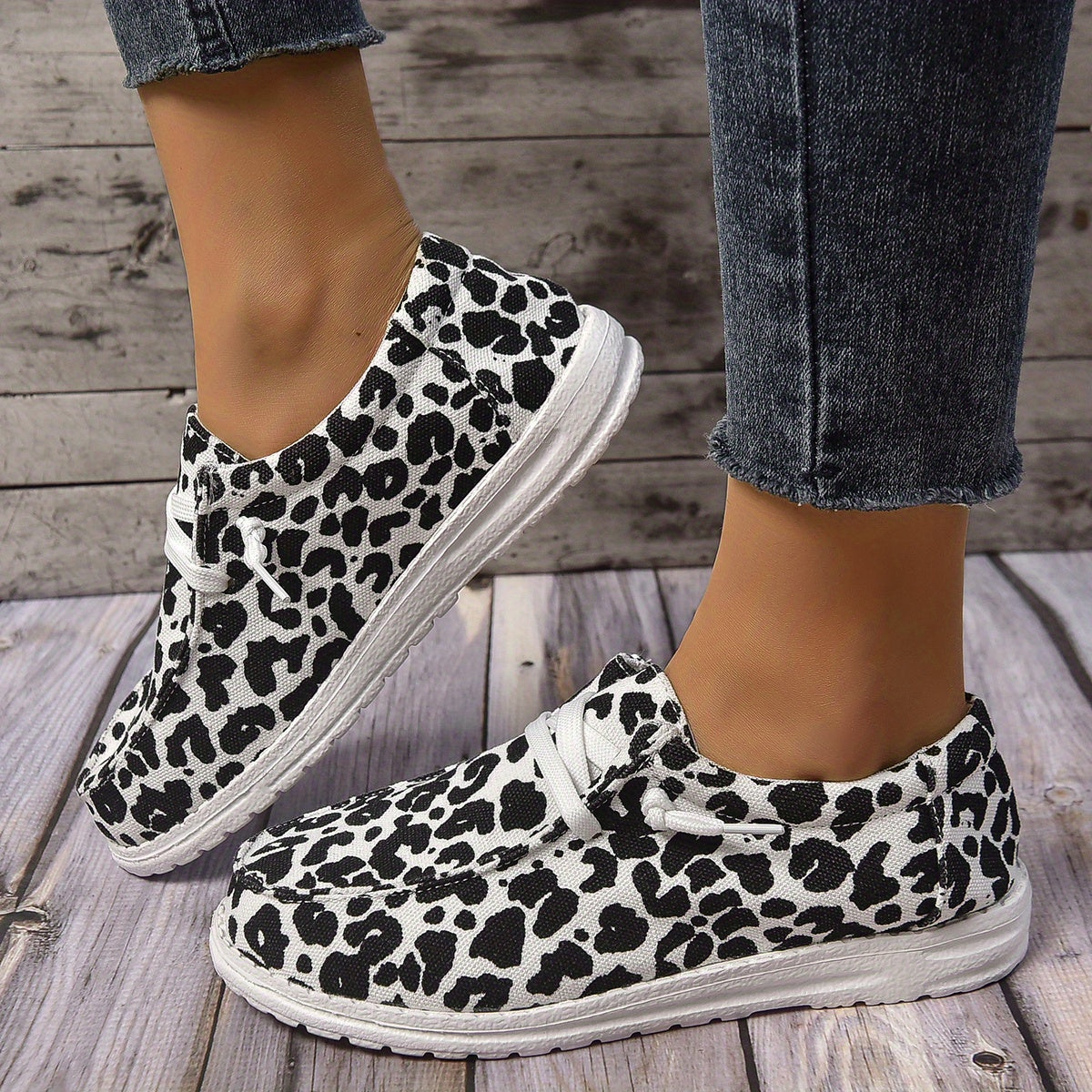 Women's Casual Flat Loafers Canvas Lightweight Lace Up Slip On Shoes