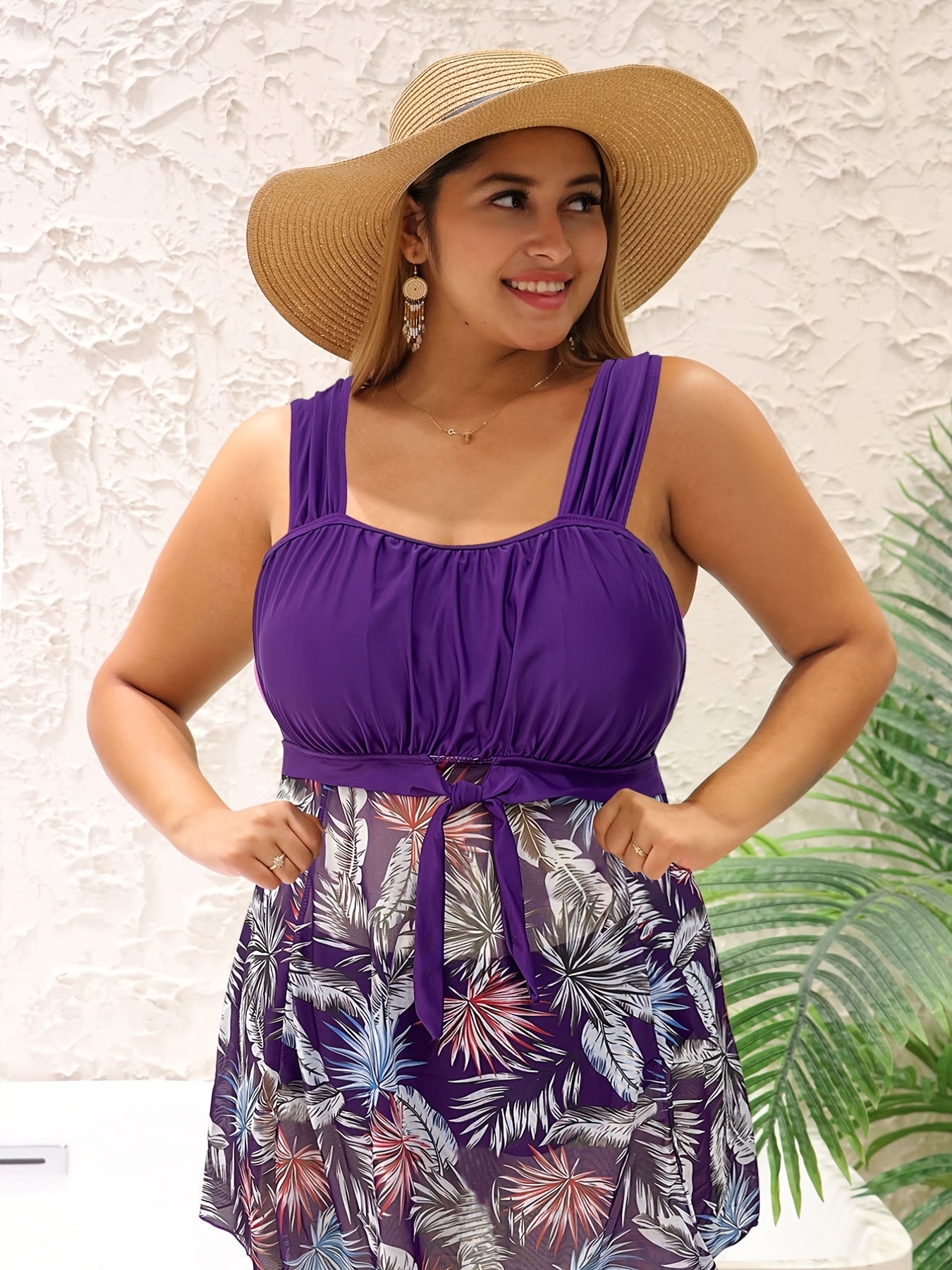  Tropical Mesh Tankini Set