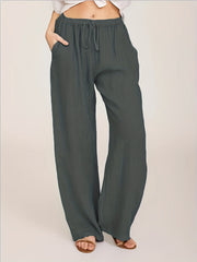  Solid Wide Leg Pants With Pockets