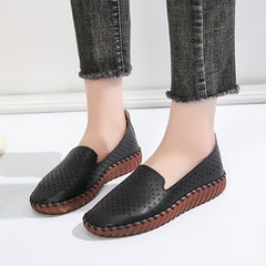 Women's Hollow Out Flat Shoes Faux Leather Slip On Lightweight & Breathable