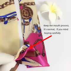 2pcs Skinny Scarf & Ring Set Rose Red Ribbon Twilly Scarf & Faux Pearl Camellia