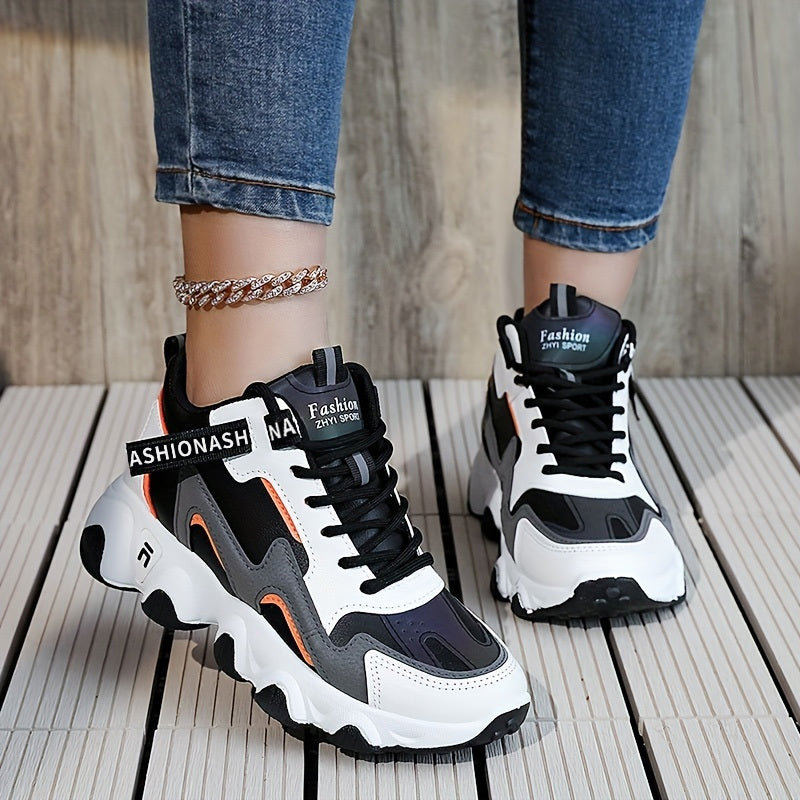 Women's Colorblock Chunky Sneakers with Thick Sole