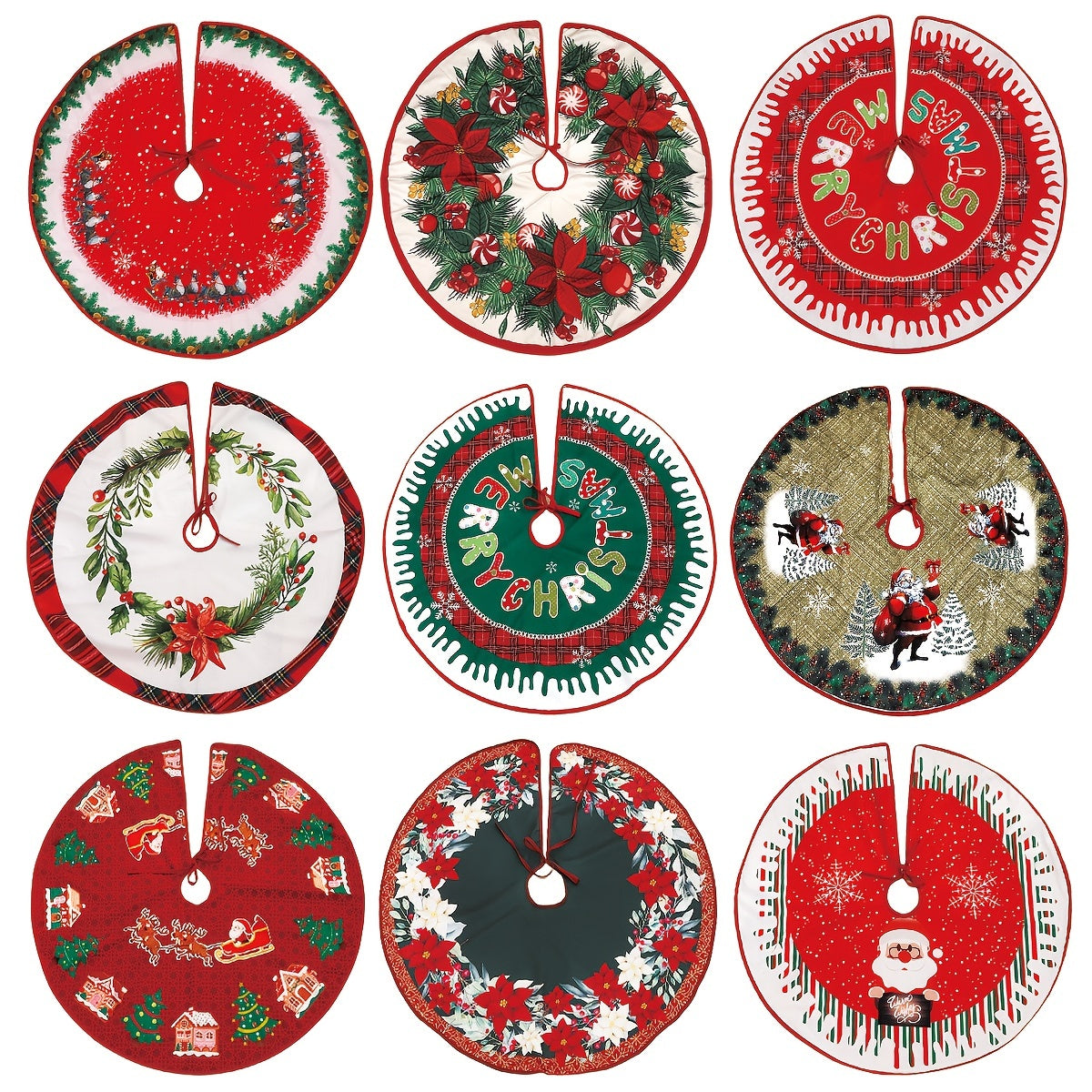 Christmas Print Tree Dress Cartoon Round Elk Christmas Tree Decoration