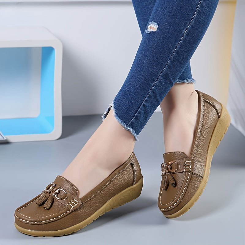 Women's Low Wedge Loafers Lightweight Slip On Shoes Soft Flats