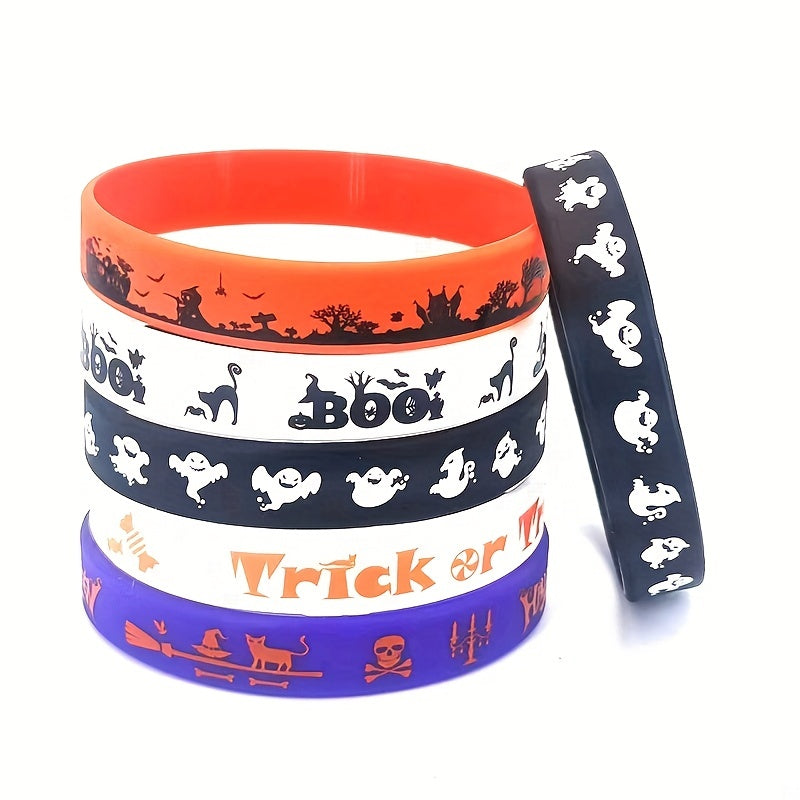 Spooky Halloween Ghost Silicone Bracelet Stretchy Rubber Wristband