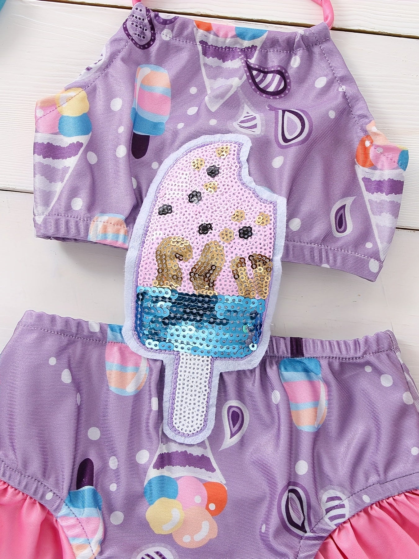 Ice Cream Halter One Piece Swimsuit for Little Girls