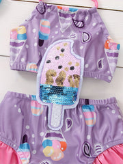 Ice Cream Halter One Piece Swimsuit for Little Girls