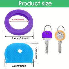 8pcs Silicone Keycap Label Plastic Keyring in 8 Colors