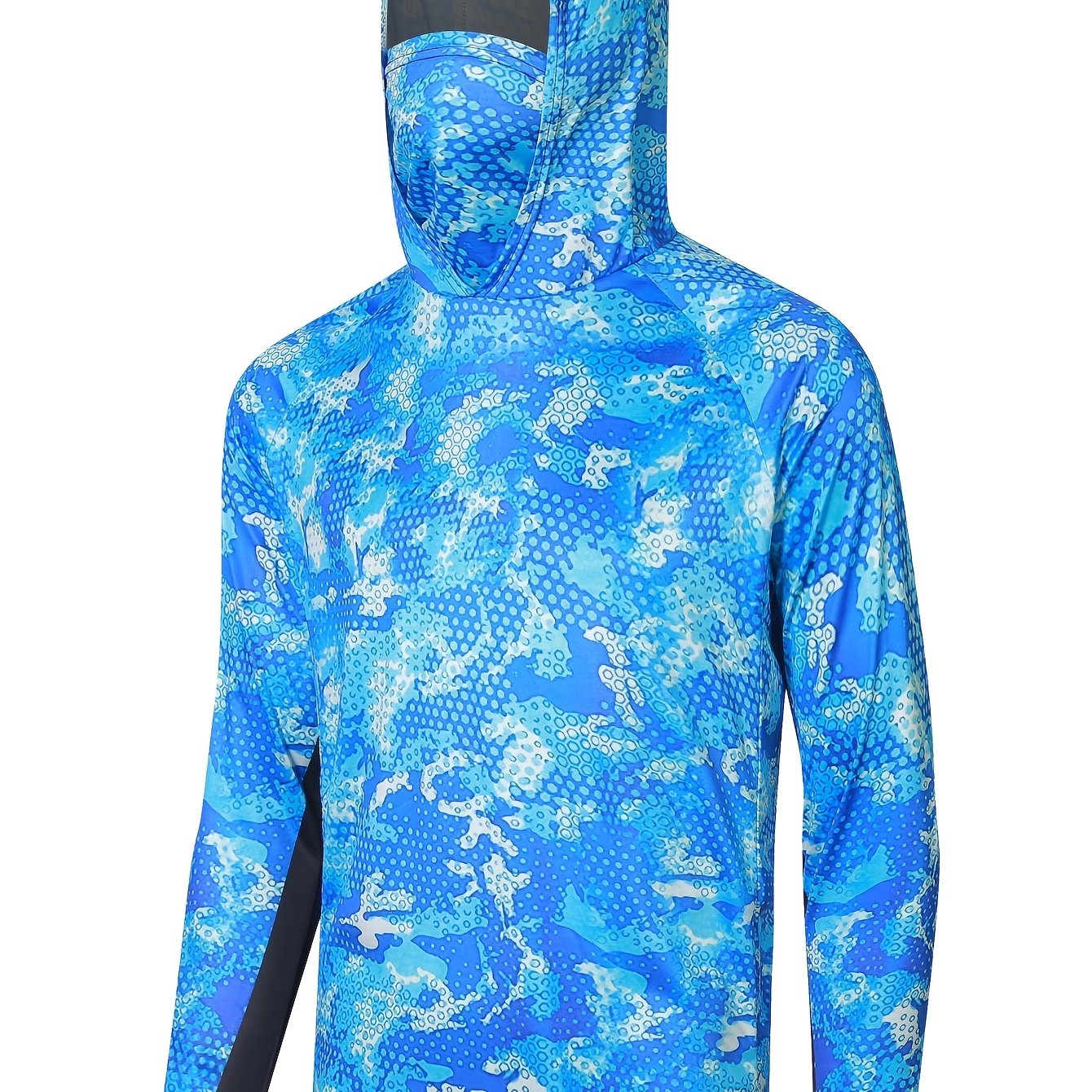 Men's UPF 50 Sun Protection Hooded Shirt Active Dot Print Quick Dry