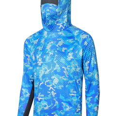 Men's UPF 50 Sun Protection Hooded Shirt Active Dot Print Quick Dry