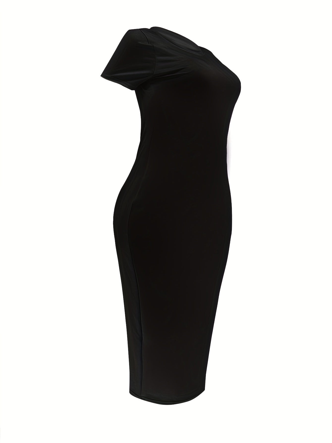  Basic Dress Women's Plus Short Sleeve Slim Fit Midi Dress