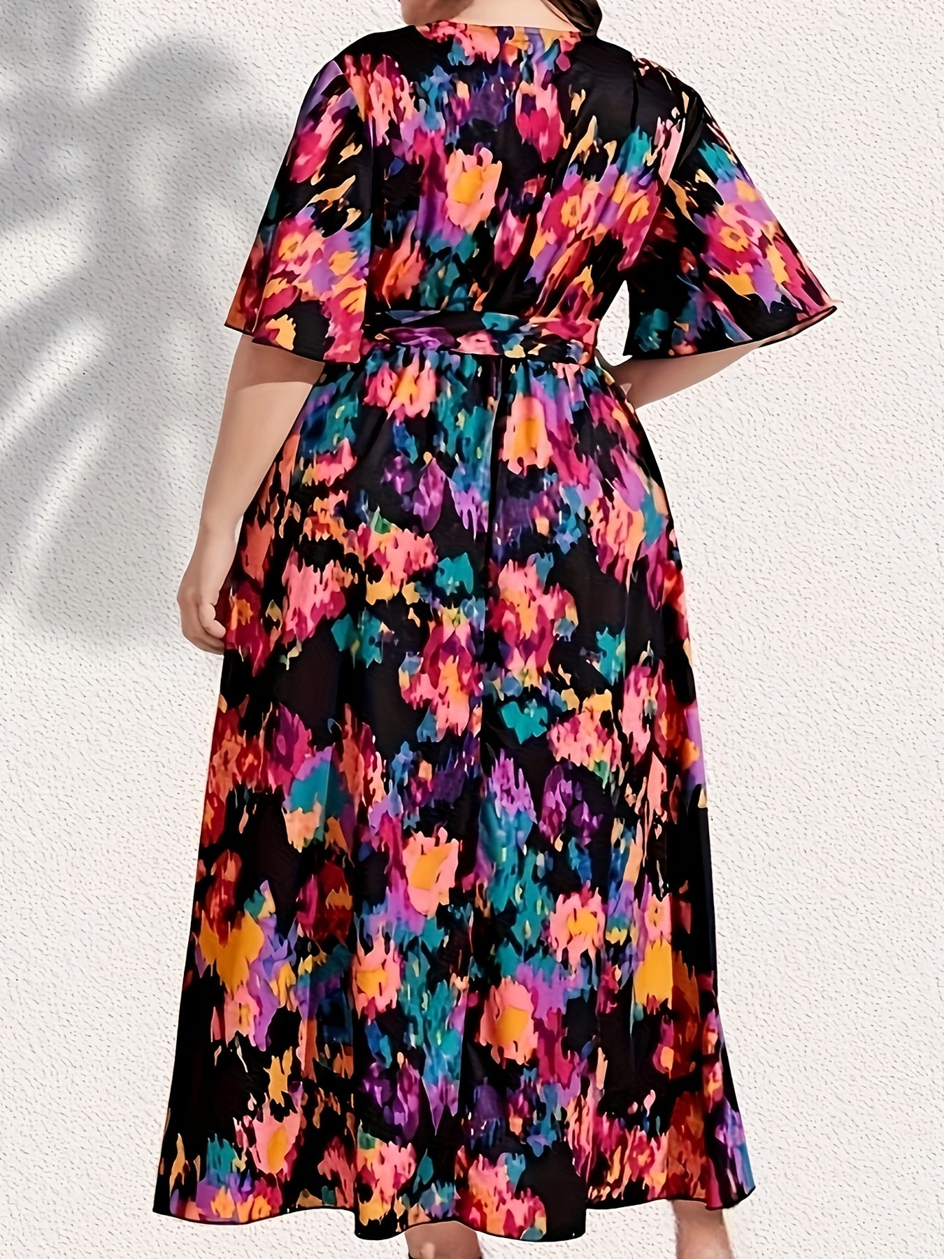  Boho Butterfly Sleeve Maxi Dress With Belt