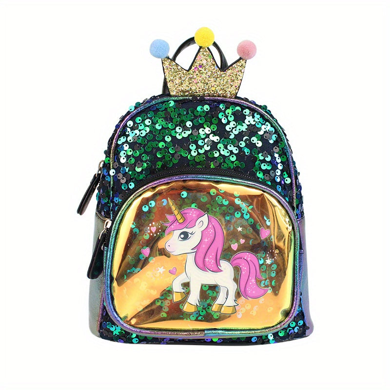 Kids Sequin Unicorn Crown Backpack for School