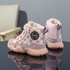 Girl's Warm Cozy Snow Boots High Top Plush Comfy Outdoor Hiking Shoes
