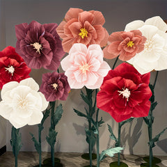 3pcs Wrinkle Paper Flowers Wedding Room Decoration