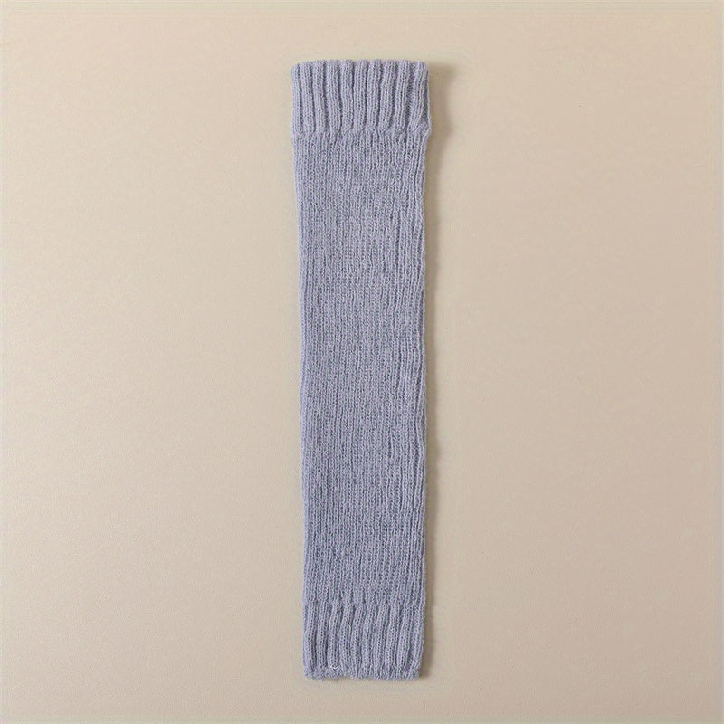 Solid Rib Knit Leg Warmers All-match Knee High Socks Women's Stockings