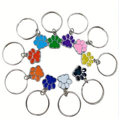 Cartoon Cat Dog Paw Enamel Keychain Animal Key Ring Purse Bag Charm