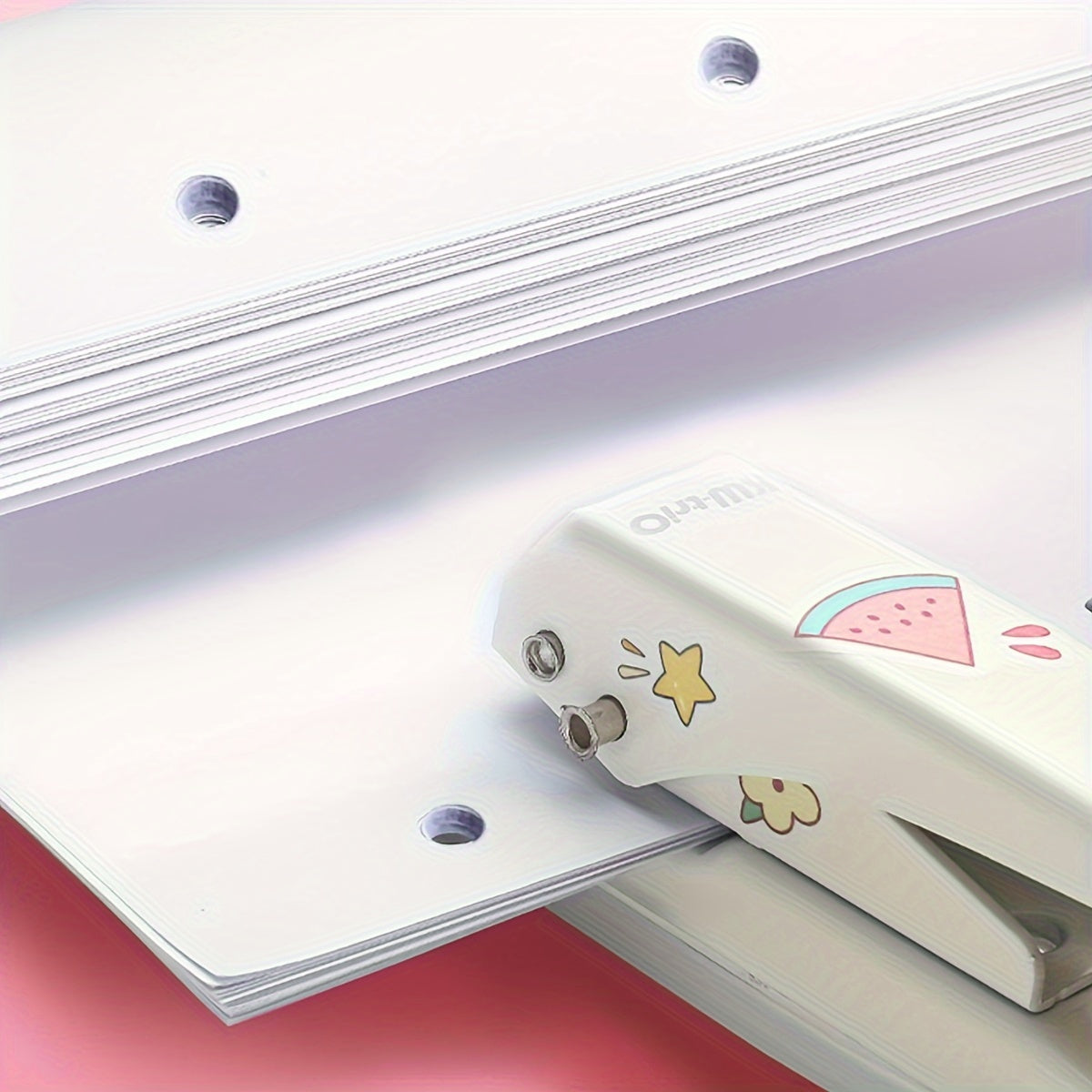 Mini Round Hole Punch Small Manual Punch 20 Sheets - 4 Colors