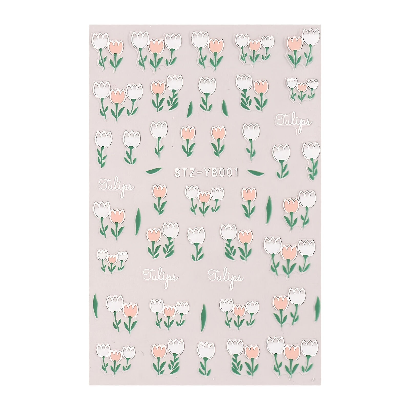 1pc DIY Nail Art Sticker Tulip Embossed Floral Adhesive Nail Sticker