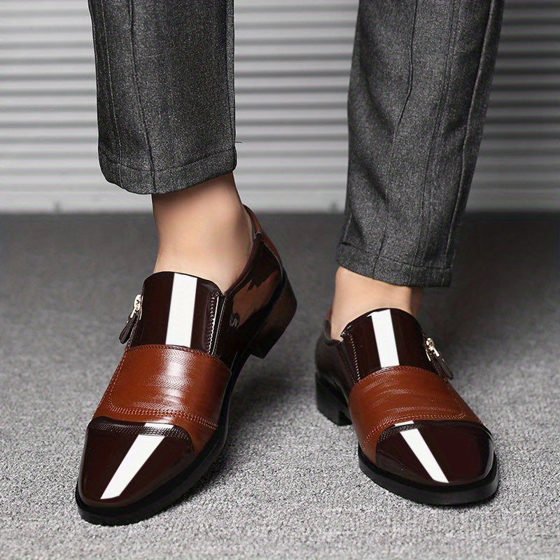 Men's Block Pointed Toe Dress Shoes for Wedding Business Party