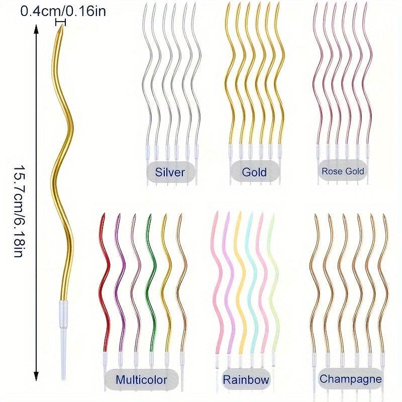 6pcs Birthday Cake Shape Curve Candle Party Candle Large Polish Curved Candle