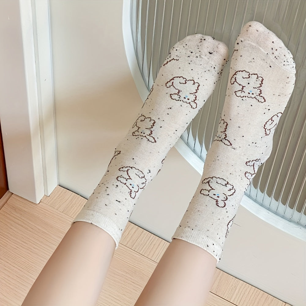 Dog Pattern Socks Soft Mid Tube Stockings Women's Hosiery