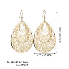 Vintage Hollow Out Teardrop Dangle Drop Earrings For Women