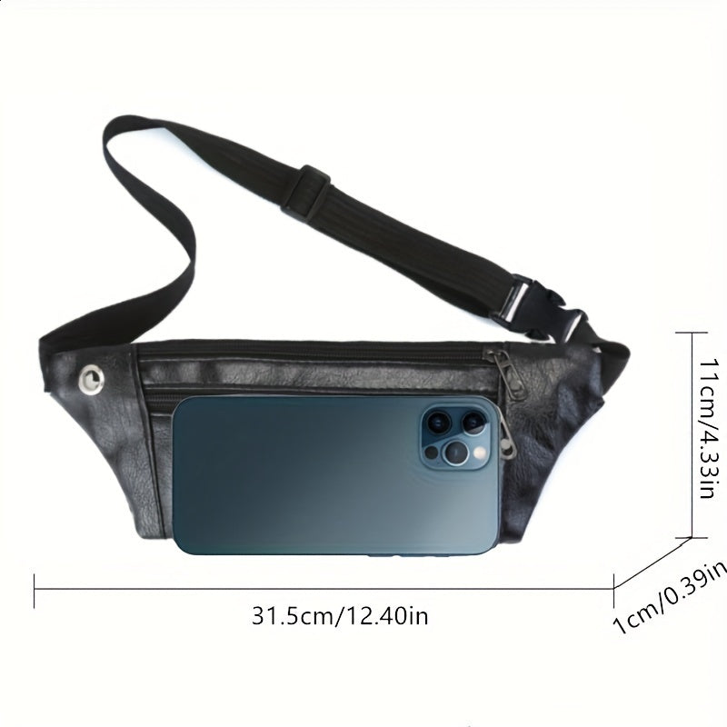 Men's Retro PU Leather Waist Bag Outdoor Sports Chest Bag